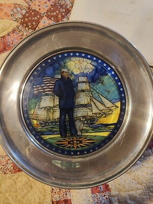 #ad #ad U.S. Navy Memorial Stained Glass Plate Historical Society “The Lone Sailor” 10”
