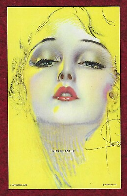 #ad #ad Rolf Armstrong Mutoscope Pin Up Card KISS ME AGAIN ALL AMERICAN GIRLS MS135 AB