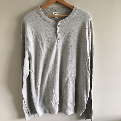#ad Knit for J Crew Gray Henley Pullover Sweater Cotton Silk Blend Men#x27;s XL