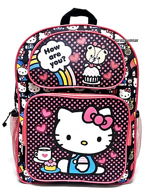 #ad Sanrio Hello Kitty Large 16quot; School Backpack Carry All Travel Bag Book Bag New