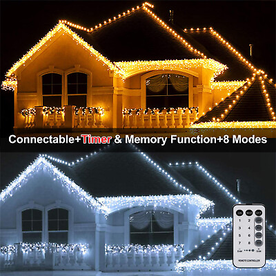 CHRISTMAS ICICLE LIGHTS OUTDOOR WHITE SNOWING BRIGHT PARTY WEDDING XMAS LIGHTS