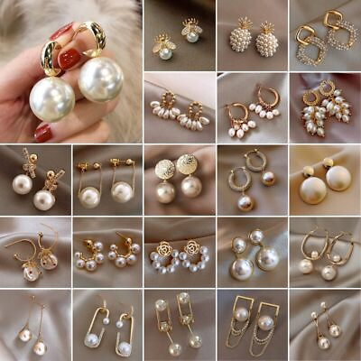 #ad Fashion Pearl Crystal Tassel Earrings Stud Drop Dangle Women Jewellery Gifts Lot