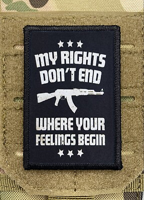 My Rights Don#x27;t End.. Morale Patch Military Badge ARMY Tactical Hook amp; Loop 49