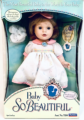 #ad Playmates 1995 NIB Baby So Beautiful Blonde Hair 13quot; Vinyl Girl Baby Doll 7350