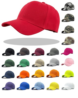 #ad Plain Blank Solid Adjustable Baseball Cap Hats ship in BOX