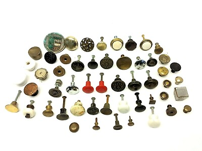 #ad Mixed Vintage Lot Used Metal Brass Ceramic Small Cabinet Doorknobs Knobs Pulls