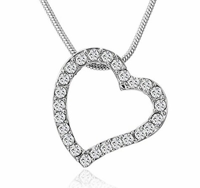#ad Heart Necklace 18quot; Chain Made With Swarovski Crystal Pendant Jewelry Gift