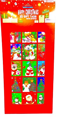 #ad Christmas 3 D Gift Tags with StringSantaSnowmanPenguinAngel18 Plastic Tags