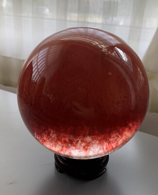 Red Crystal Ball Vintage 4 Inches With Small Stand