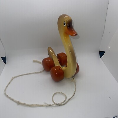 Vintage Kouvalias Duck Swan Pull Toy Greece