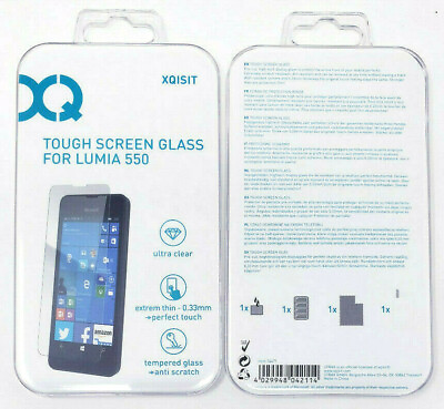 #ad Tough Tempered Glass Screen Protector For Nokia Lumia 550 Genuine XQISIT Front