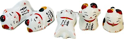 #ad Japanese Chopstick Rests Lucky Cats Lot Of 5 Knife Holder Rest Stand Dining