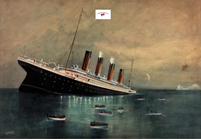 TITANIC SINKING 1912 PAINTING REPRINTED ON STRETCHED CANVAS 16 X 20 INCHES