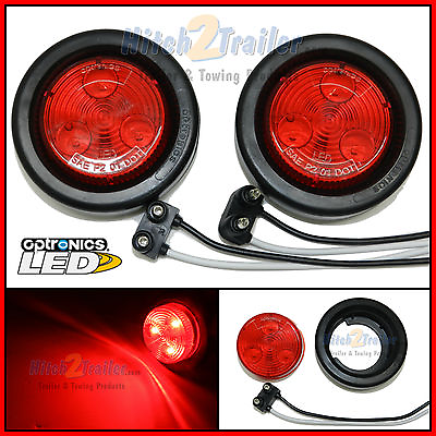 #ad 2 Red 2quot; Round 3 LED Side Marker Clearance Trailer Truck Light 12V