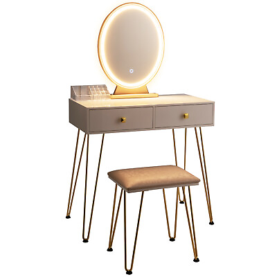 #ad Vanity Makeup Dressing Table 3 Lighting Modes Removable Mirror for Gift White