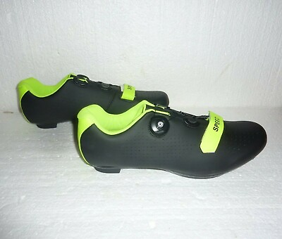 #ad Mens SPEED Microtex Cycling Bike Bicycle Shoes Black Green Cleats 45 Size 11