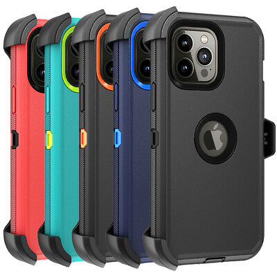 #ad For iPhone 15 Pro Max 14 13 12 11 Shockproof Case Defender Cover With Belt Clip