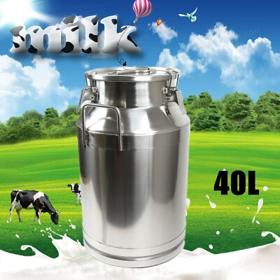 #ad 40L 10.56 Gallon 304 Stainless Steel Milk Can Heavy Duty Milk Jug Milk Bucket