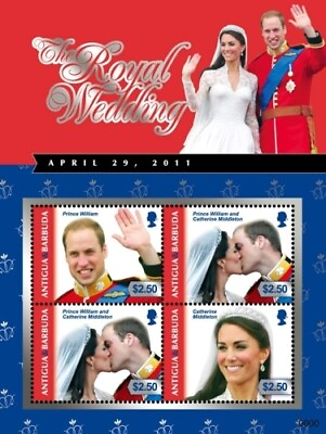 Antigua 2011 Royal Wedding of Prince William and Kate Sheet of 4 MNH