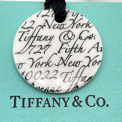 #ad Tiffany amp; Co. New York Notes Round Circle Pendant Necklace 16quot; White Ceramic