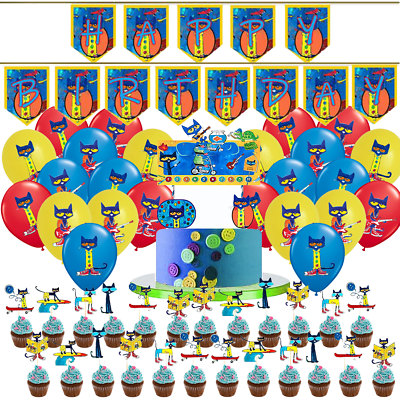 #ad Pete The Cat balloon cupcake birthday party decoration theme idea supplies