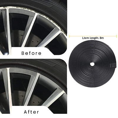 #ad 26FT Car Wheel Hub Rim Edge Protector Ring Tire Guard Sticker Line Rubber Strip