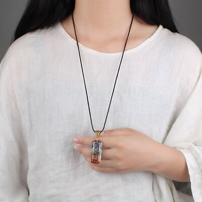 #ad Natural 7 Chakra Healing Orgone Gemstone Pendant Quartz Crystal Necklace Amulet