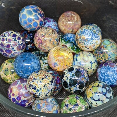 #ad Speckled 1quot; Beck Glass Mystery Marbles Surprise Random Lampwork Marbles
