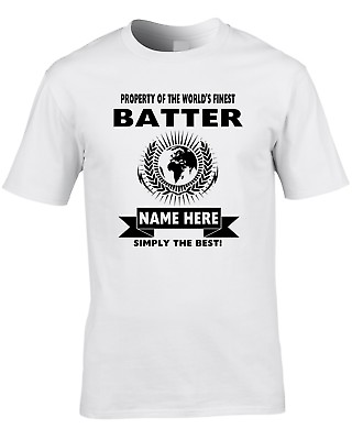 #ad Batter Custom Men#x27;s T Shirt World Best Job Cricket Sport Cool Team Gift Name