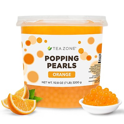 #ad Tea Zone Orange Popping Pearls Bursting Popping Boba B2052 7 lbs for Boba Tea