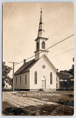 #ad #ad Burr Oak MI Missouri Synod St John#x27;s Lutheran Rose Window 1919 CR Childs RPPC