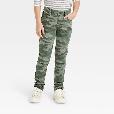 #ad 12 Girls Mid Rise Camo Ankle Jeggings Cat Jack Olive