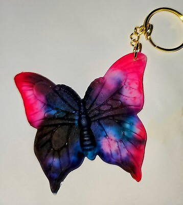 #ad Beautiful Purple And Pink Butterfly Keychain