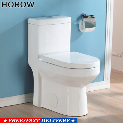 HOROW One Piece Toilet Bathroom Compact 0.8 1.28 GPF Dual Flush With Soft Seat