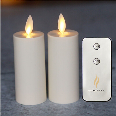 Luminara Flameless Votive LED Candles Moving Flame Ivory with timer Set of 2