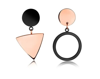 #ad Unique Rose Gold Geometric Triangular Round Earrings Female Stainless Steel