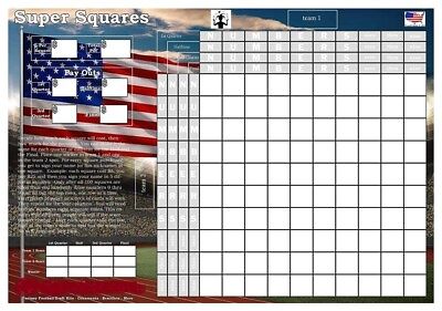 #ad Super Bowl Squares Fantasy Football Party Game Tailgate NFL Office Pool