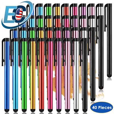 #ad 40pcs Capacitive Touch Screen Stylus Pen Universal Fr iPad iPhone Tablet Samsung