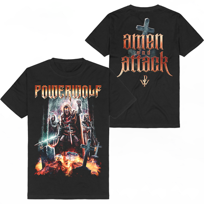 #ad Powerwolf Amen amp; Attack Black T Shirt Double Size Fullsize