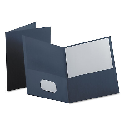 #ad Oxford Twin Pocket Folder Embossed Leather Grain Paper Dark Blue 25 Box 57538