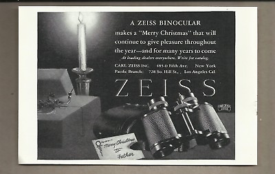 #ad 1927 Zeiss Binocular Print Ad Advertisement Vintage Merry Christmas