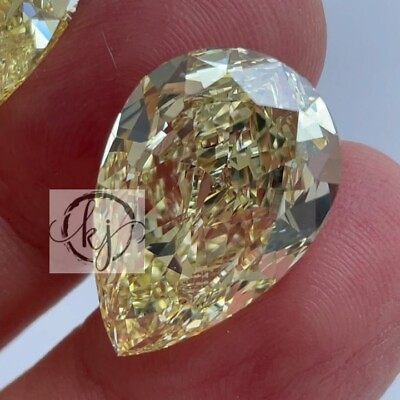 #ad 30 Ct Antique Yellow Pear Cut VVS Lab Diamond Top Quality Solitaire Loose