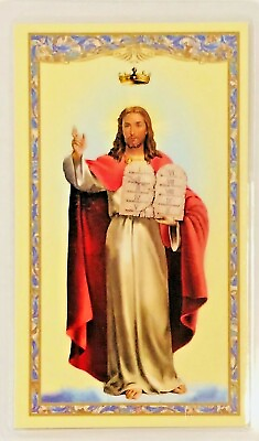 #ad Jesus Christ Laminated Holy Card with The Ten Commandments