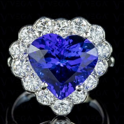 #ad 8.72Ct Heart Natural Tanzanite amp; Diamond 100% 14k SOLID White Gold Wedding Ring