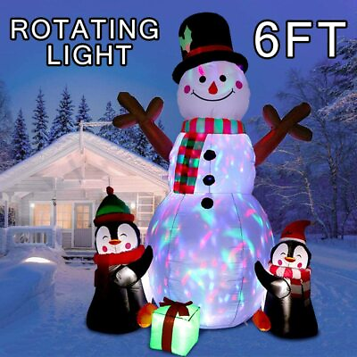 6FT Christmas Inflatable Snowman w Build in LED Light Air Blown Yard Party Decor