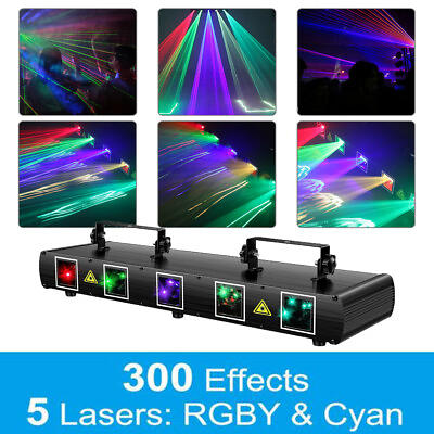 #ad 5 Lens RGBYC DJ Laser Party Light LED Projector Stage Light DMX DJ Disco Show US