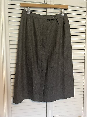 EVAN PICONE Vintage Riding Wool Gray Skirt Size 16 Wool Flannel Lined Midi