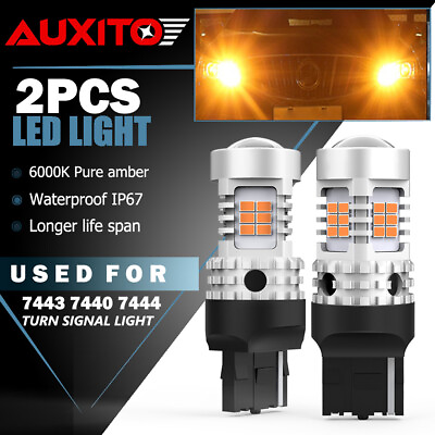 #ad 2Pcs Amber Yellow T20 Light Bulbs Car Turn Signal LED Wedge 7440 Super Bright