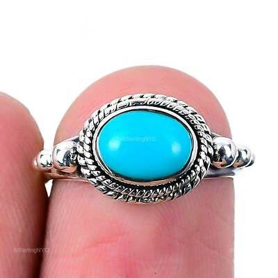 #ad Natural Sleeping Turquoise Gemstone Statement Ring Size 5 925 Silver For Women
