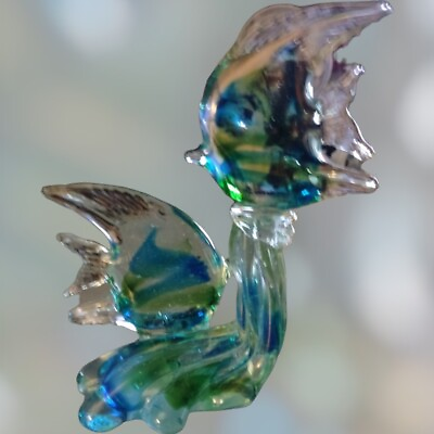 Handmade Glass Blue Green Angelfish Figure